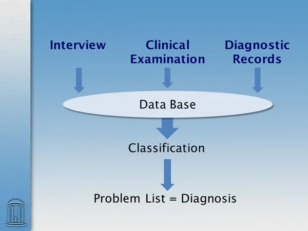 Overview of diagnostic scheme: Classification can be defined as the process of organizing the contents of the diagnostic data base so that it facilitates the development of the problem list that, for orthodontics, is the diagnosis.