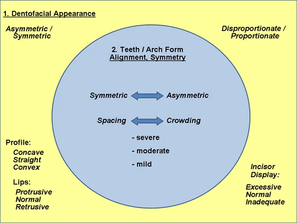 Incomplete Venn diagram: This logic would allow evaluation of a patient in the context of dentofacial appearance and both alignment and symmetry of the dental arches.