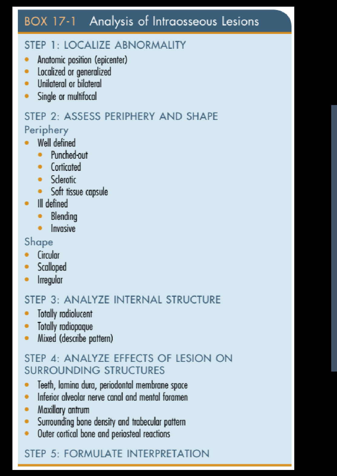 BOX 17-1 Analysis of Intraosseous Lesions