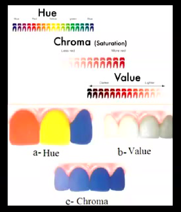 a- Hue b- Value c- Chroma