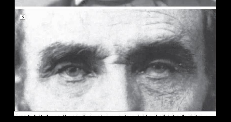 B Figure 5: A: The famous Alexander Gardner photograph of Lincoln taken shortly before the Gettysburg