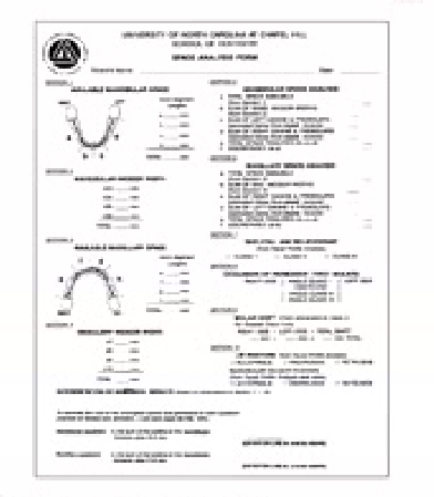 Mixed dentition space analysis form.