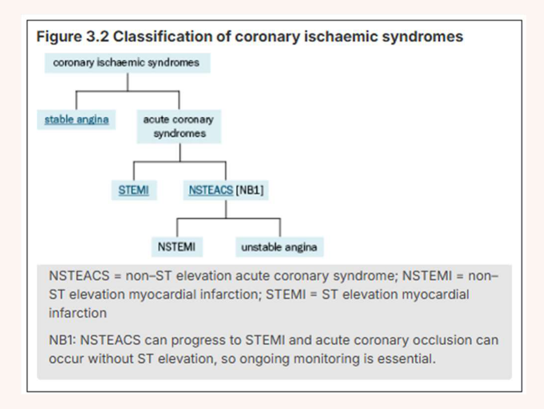 Figure 3.2 Classification of coronary ischaemic syndromes