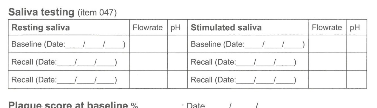 Saliva testing (item 047)